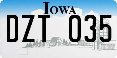 IA license plate DZT035