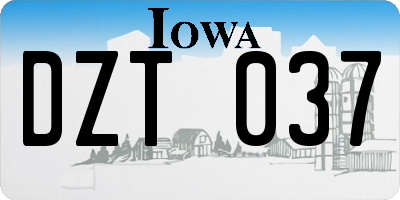 IA license plate DZT037
