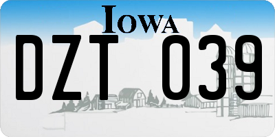 IA license plate DZT039