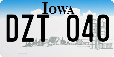IA license plate DZT040