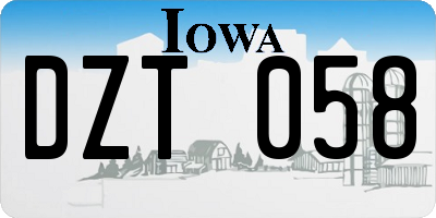 IA license plate DZT058