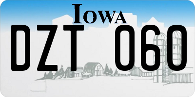 IA license plate DZT060