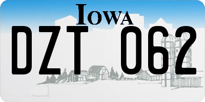 IA license plate DZT062