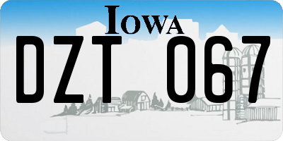 IA license plate DZT067