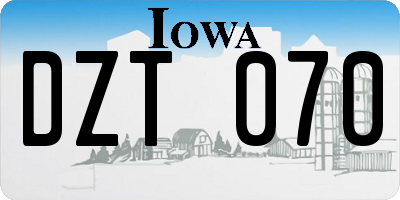 IA license plate DZT070