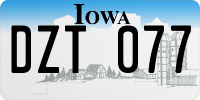 IA license plate DZT077