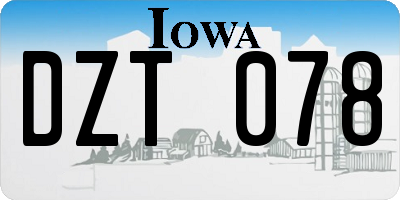 IA license plate DZT078