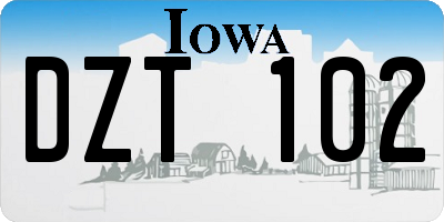 IA license plate DZT102