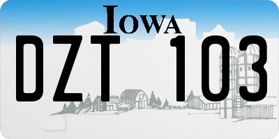 IA license plate DZT103