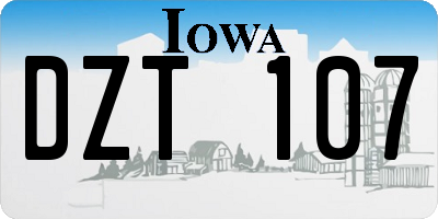 IA license plate DZT107