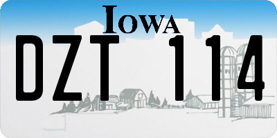 IA license plate DZT114