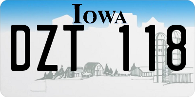 IA license plate DZT118
