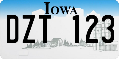 IA license plate DZT123