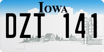 IA license plate DZT141