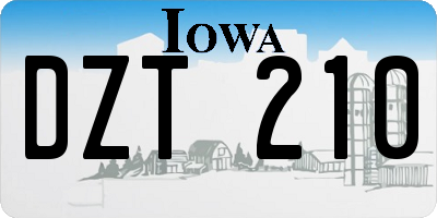 IA license plate DZT210