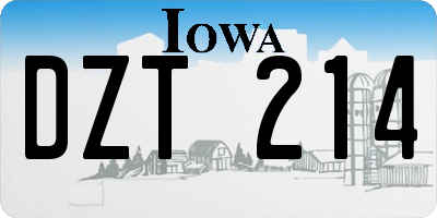 IA license plate DZT214