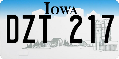 IA license plate DZT217