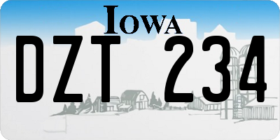 IA license plate DZT234