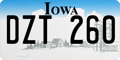 IA license plate DZT260
