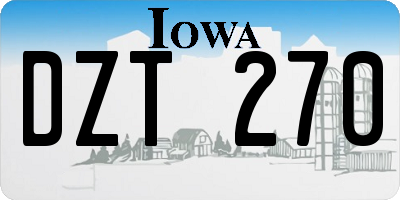 IA license plate DZT270