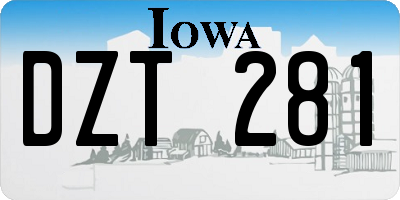 IA license plate DZT281