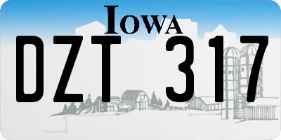 IA license plate DZT317