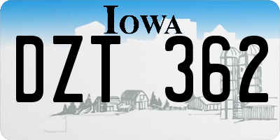 IA license plate DZT362