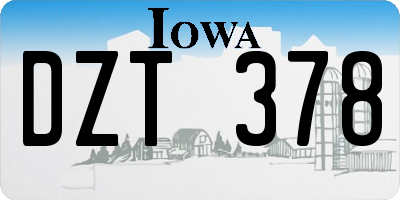 IA license plate DZT378