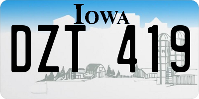 IA license plate DZT419