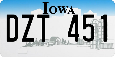 IA license plate DZT451
