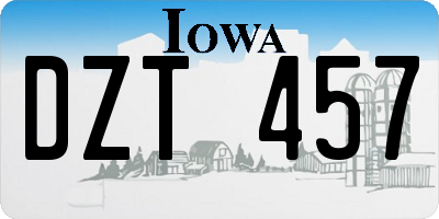 IA license plate DZT457