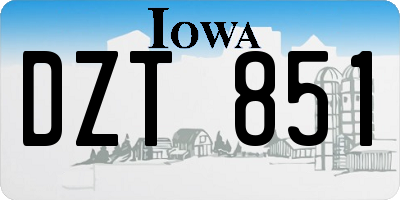 IA license plate DZT851