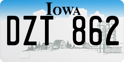 IA license plate DZT862