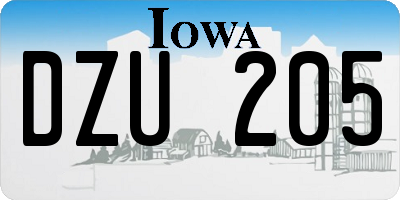 IA license plate DZU205