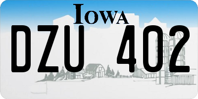 IA license plate DZU402