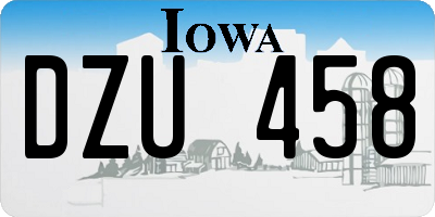 IA license plate DZU458