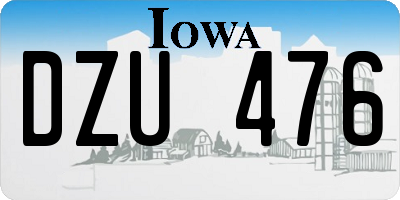 IA license plate DZU476