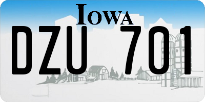 IA license plate DZU701