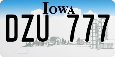 IA license plate DZU777