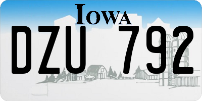 IA license plate DZU792