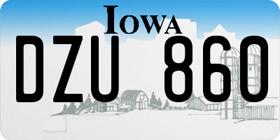 IA license plate DZU860