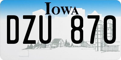 IA license plate DZU870