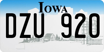 IA license plate DZU920