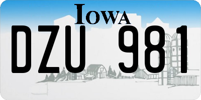 IA license plate DZU981