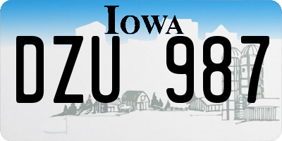IA license plate DZU987