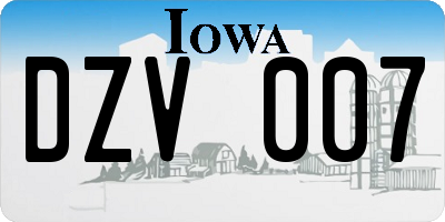 IA license plate DZV007