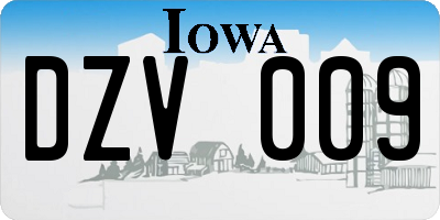 IA license plate DZV009