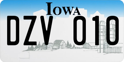 IA license plate DZV010