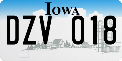IA license plate DZV018