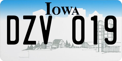 IA license plate DZV019